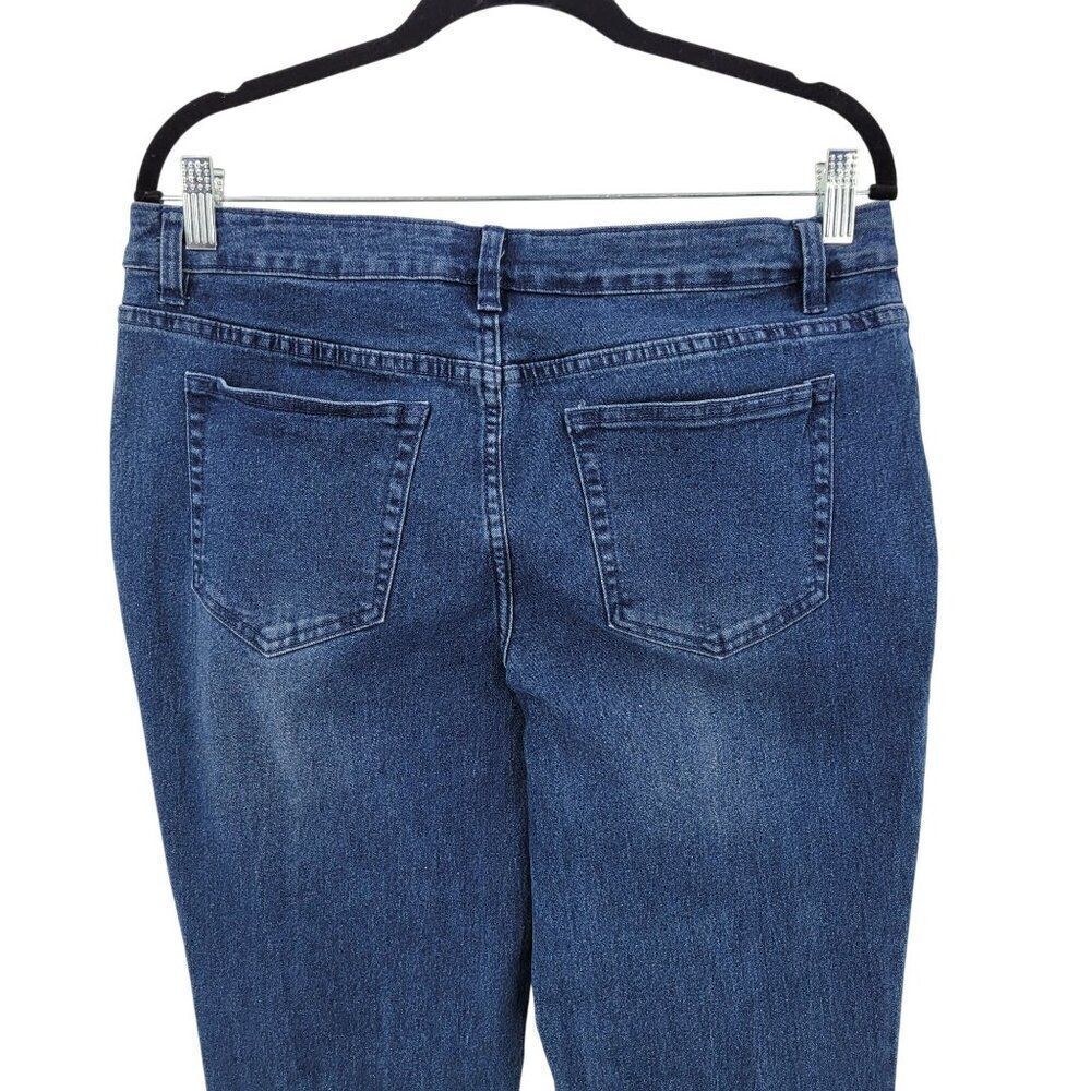 A.Z.I Womens Distressed Skinny Jeans Sz 10 Stretch Blue Denim Gold Patchwork - Picture 8 of 10